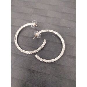 1.75" Round Austrian Crystal Hoop Earrings Titanium Post